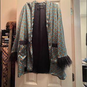 Zara flowy blazer with feathers on sleeve